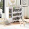 3-in-1 Kids Toy Storage Organizer with Bookshelf & Cabinet – Gray Multi-Bin Rack with 8 Plastic Bins